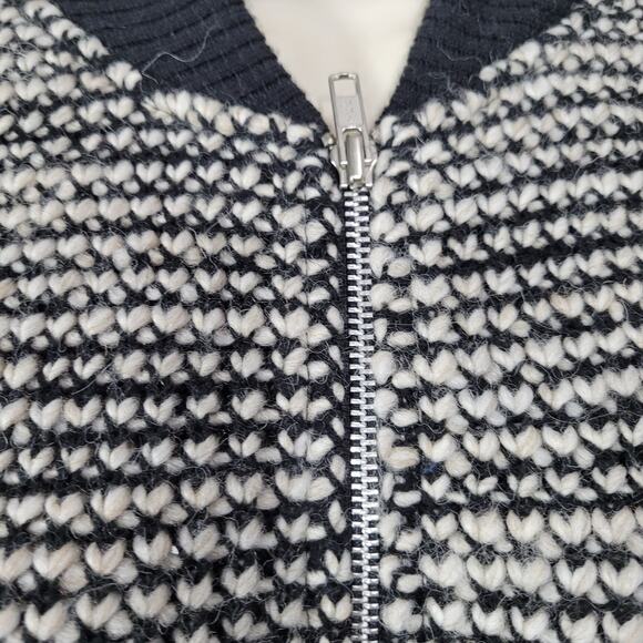 L'Agence Zip-up Wool Knit Black and White Sweater Small - Picture 4 of 8